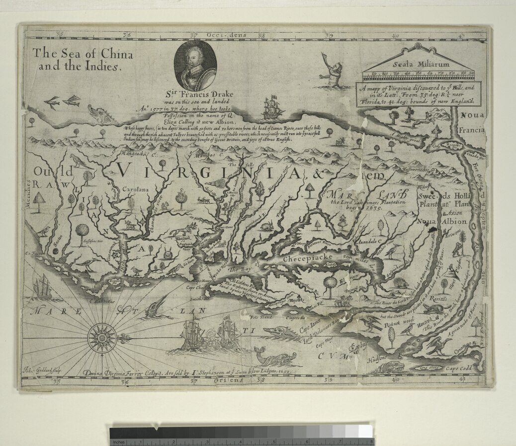 An old black and white map of Virginia