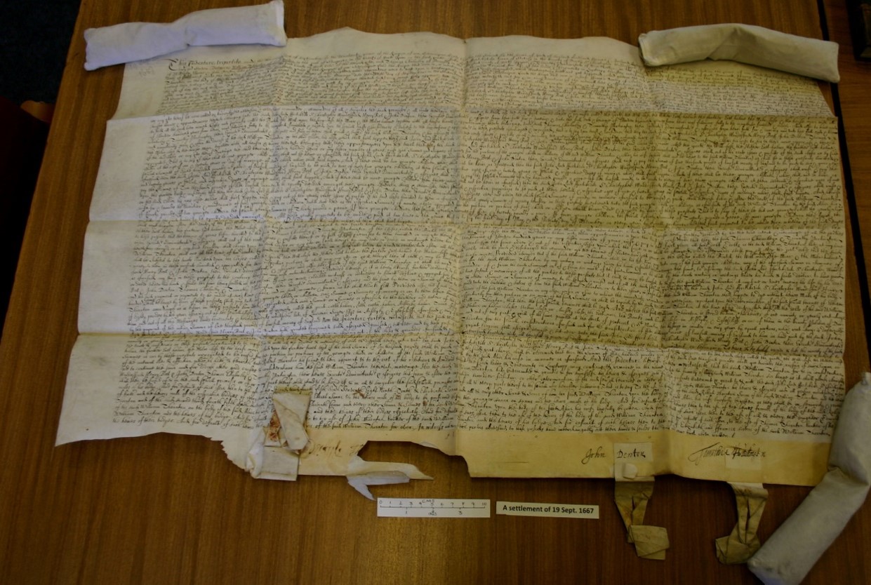 A large parchment document laid flat