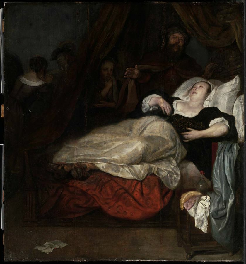 image of 17thC woman on deathbed